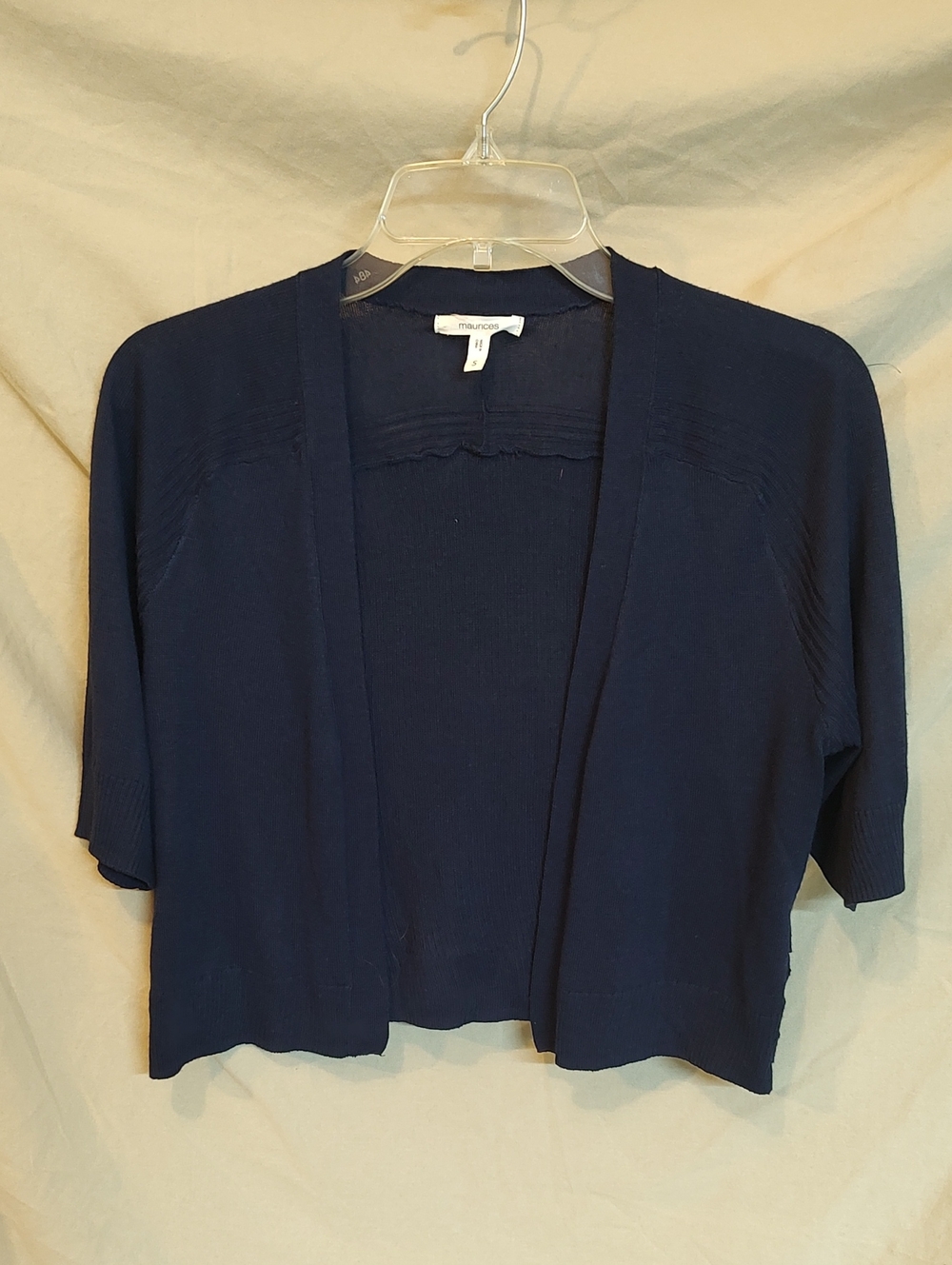 Navy Blue Short Sleeve Open-Front Cardigan
